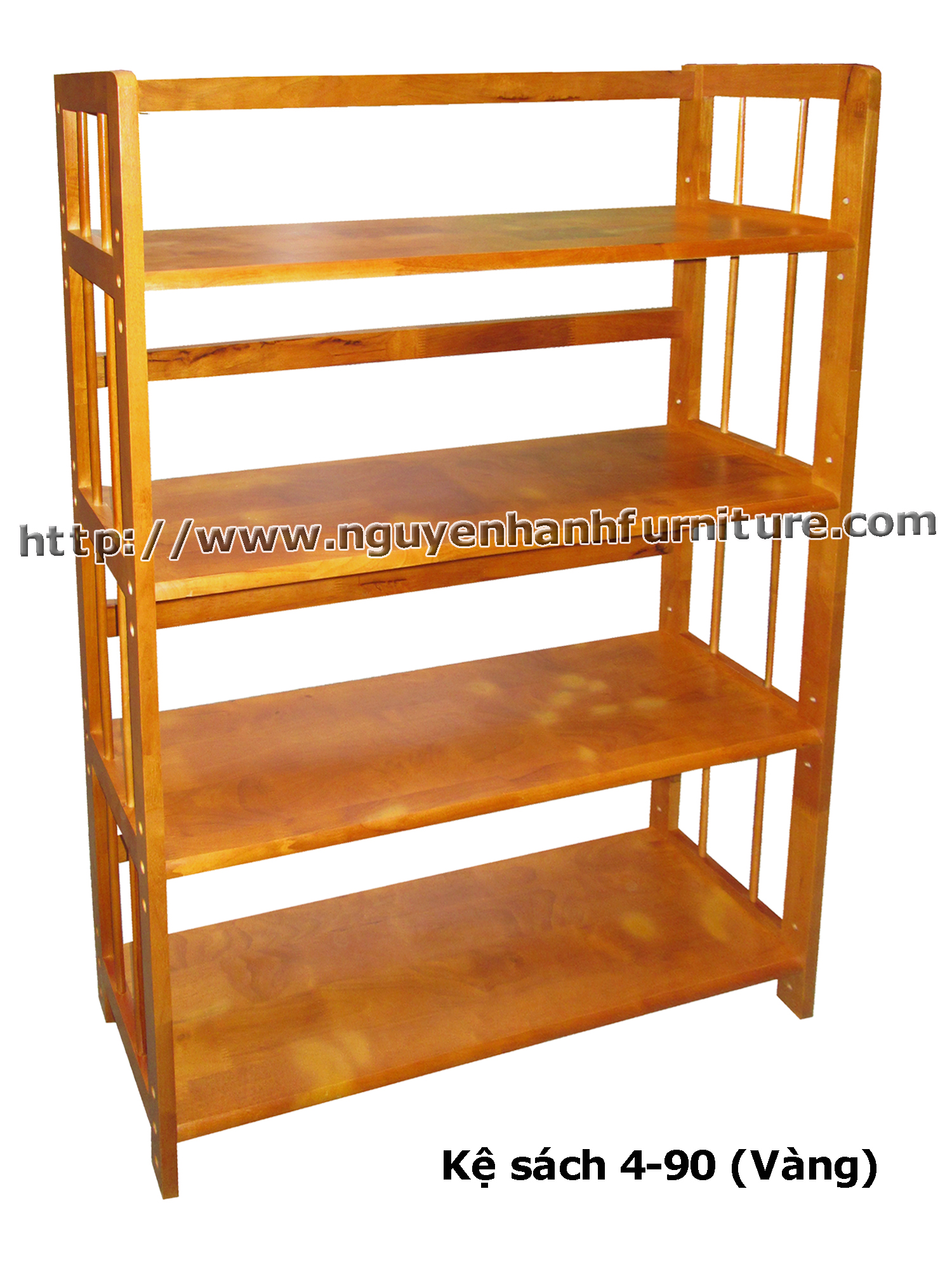 Name product: 4 storey Adjustable Bookshelf 90 (Yellow) - Dimensions: 80 x 28 x 120 (H) - Description: Wood natural rubber